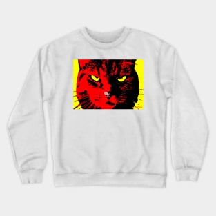 ANGRY CAT POP ART - RED YELLOW BLACK Crewneck Sweatshirt